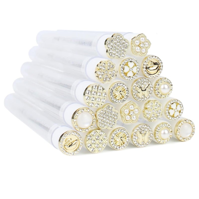 SenRocc 20pcs Mascara Wands Tube Reusable Lash Brush Golden Metal Tube Eyelash Brush Tubes Spoolies Lash Extension Brushes Applicators Makeup Tools (Golden Metal-MIX) - Image 1
